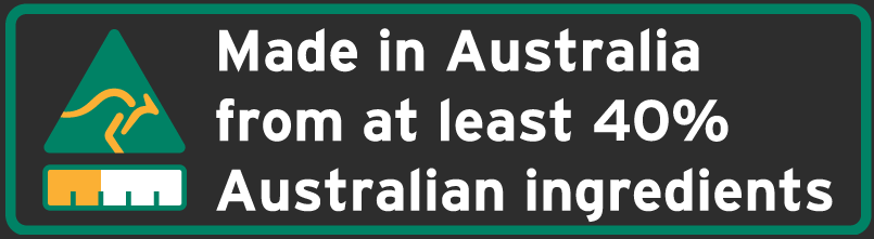 Made in Australia from at least 40% Australian ingredients